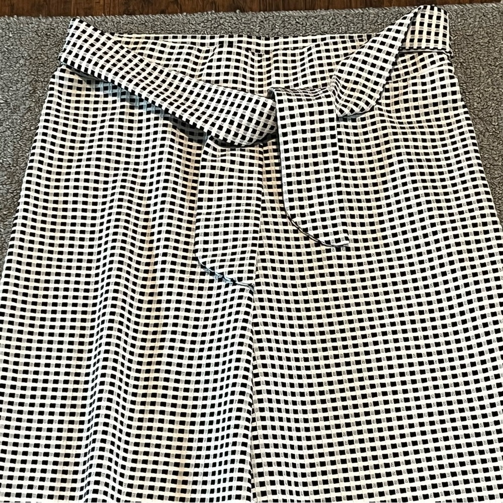 Maeve by Anthropologie Pants Womens Medium Black White The Colette Wide Leg Crop - Picture 2 of 9